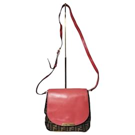 Borsa a tracolla FENDI Zucca Vitello Elite piccola in Ecstasy rosa/marrone