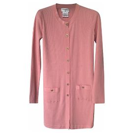 Vestido de algodón y seda rosa con logo CC de Chanel & Karl Lagerfeld 2011