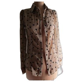 Dolce & Gabbana Camisa camelo, bolinhas, tamanho 36.