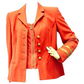 Vintage Escada Blazer und Bustier Set in leuchtendem Orange - SZ36 / 34