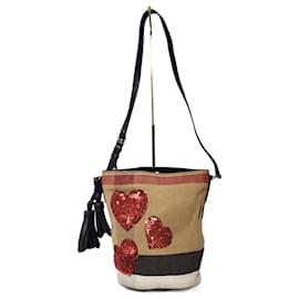 Borsa Burberry Ashby in tela a quadri con paillettes Mini Borsa Marrone/Beige