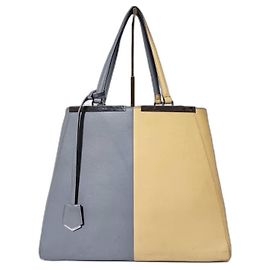 FENDI Vitello Elite Bi Color 3Jours Tote Prata Cinza/Amarelo