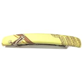 Hermes Yellow Silk Hair Clip Barrette - Hermès