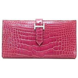 Cartera larga bi-fold de cuero Soufflet Diamond de Hermès Bearn