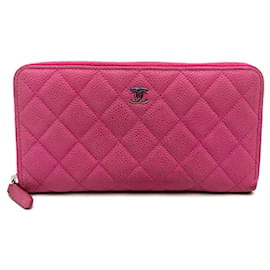 Lange Brieftasche aus rosa Kaviarleder von Chanel