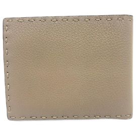 Fendi graue Leder-Bi-Fold-Geldbörse
