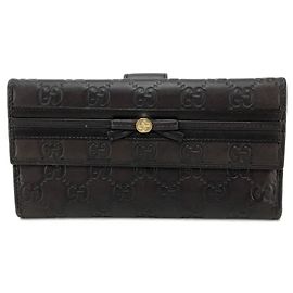 Gucci Dunkelbraune Leder Dreifach-Brieftasche