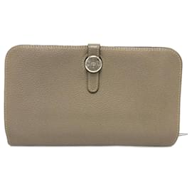 Cartera larga Hermes Dogon GM en cuero Togo beige - Hermès