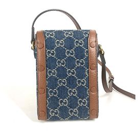 Pochette a spalla in denim e pelle Horsebit di Gucci