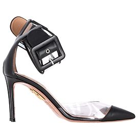 Aquazzura PVC Riemchensandalen aus schwarzem Leder