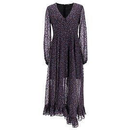Vestido midi asimétrico de manga larga impresa Maje Revana en poliamida multicolor