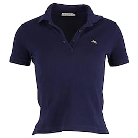 Polo in cotone blu navy con logo ricamato Etro