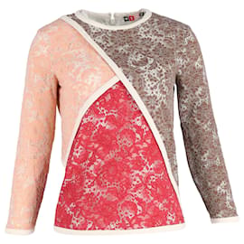T-shirt a maniche lunghe in pizzo patchwork MSGM in poliamide multicolore - Msgm