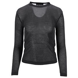 Camiseta de manga larga ajustada Balenciaga en algodón gris