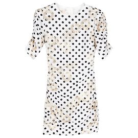 Mini abito in georgette a pois decorato con paillettes Maje Razula in poliestere bianco