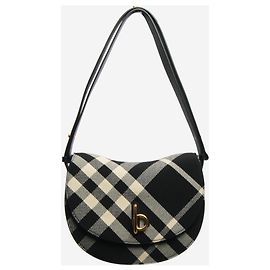 Burberry Borsa a spalla a quadri in jacquard nero