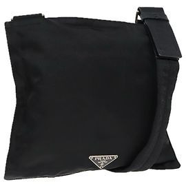 Borsa a spalla PRADA in nylon nero argento autentica bs17219
