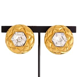 Brincos redondos com clipe de strass Chanel