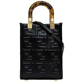 Fendi 2-Wege-Handtasche aus schwarzem Leder