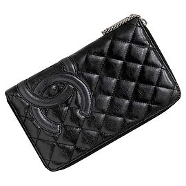 Portafoglio lungo in pelle nera Chanel
