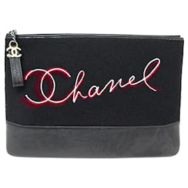 NUOVO BORSO A MANO CHANEL GRANDE POCHETTE PARIGI HAMBURGO C1381 FELTRO PELLE CLUTCH