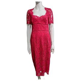 Marchesa Fuchsia Etuikleid mit offenem Rücken