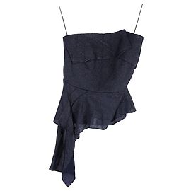 Raffiniertes trägerloses Top aus metallischem Piqué in Marineblau aus Viskose von Roland Mouret