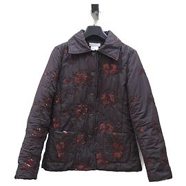 Christian Dior Jacke aus Baumwolle in Braun mit Pailletten und Stickerei