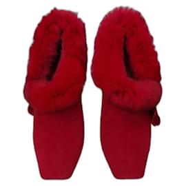 Stivaletti Sergio Rossi in pelle e pelliccia rossa