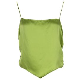 Top asimétrico fruncido Reformation en seda verde
