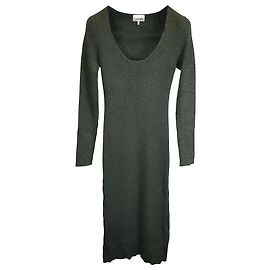 Vestido de punto Ganni Melange en rayón verde