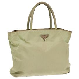 PRADA Borsa Tote Nylon Argento Verde Pistacchio Auth hk1563