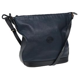Borsa a Spalla GUCCI in Pelle Blu Navy Oro 001 090 0729 Auth yk14384