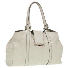 Borsa a mano Guccissima in tela GG Gucci bianca e oro 211935 Auth ep5377