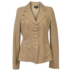 Blazer de lã marrom com detalhe em piping de botão único da Giorgio Armani
