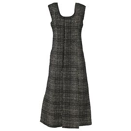 Marni Karo Tweed Midi ärmelloses Kleid mit versteckten Knöpfen aus grauer Wolle