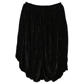 Falda globo mini asimétrica con purpurina Alaïa en terciopelo negro