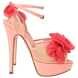 Sandali con piattaforma Fleur con cinturino alla caviglia Charlotte Olympia in raso rosa