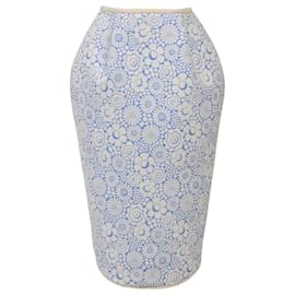 Falda mini de algodón ligero con estampado floral de Thom Browne en azul claro