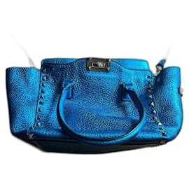 Sac à main Valentino Garavani Rockstud en cuir bleu