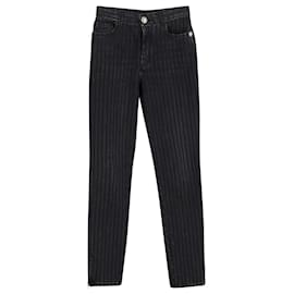 Jeans dritti a righe Chanel in cotone grigio