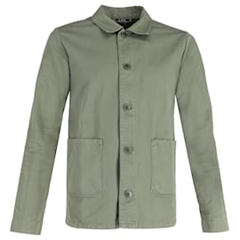 A.P.C. Button-Down-Jacke mit Taschen aus grünem Baumwollstoff - Apc