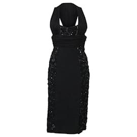Midi-Halterkleid aus schwarzer Viskose mit Pailletten-Details von Versace