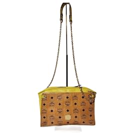 Sac à bandoulière en cuir MCM Visetos Cognac/Jaune