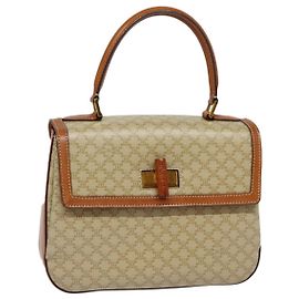 Céline Bolsa de mão em lona Macadam CELINE bege dourado Auth 88751