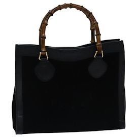 Borsa a mano GUCCI in pelle scamosciata nera e oro Bamboo 002 1186 0260 Auth ep5511