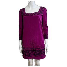 Alice by Temperley Mini abito borgogna con ricamo nero