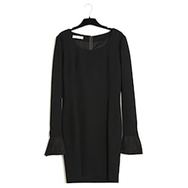 Givenchy 1990s Dress FR38 Black Wool and Shot silk Wrists UK10 US8