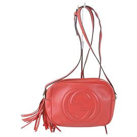 Borsa a spalla in pelle rossa Gucci