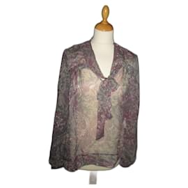 Autre Marque Naf Naf Seidenbluse Grau Rosa Beige Größe 40